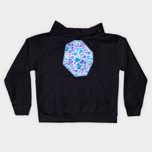 Butterflies Suspended in Geometric Gems - Sapphire and Amethyst Kids Hoodie